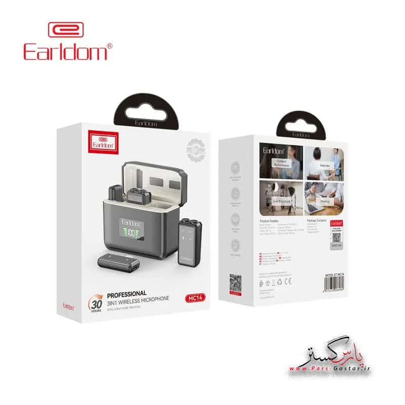 میکروفن بی سیم یقه ایی Lightening+USB-C ارلدام مدلEarldom Lightening+USB-C Wireless Microphone MC14 | MC14 — تصویر ۲