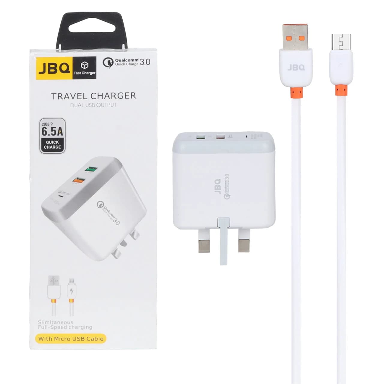 شارژر دیواری فست دو پورت JBQ مدل F-2USB 18W همراه با کابل اندروید – سفید (گارانتی یکساله رصاصی) — تصویر ۹