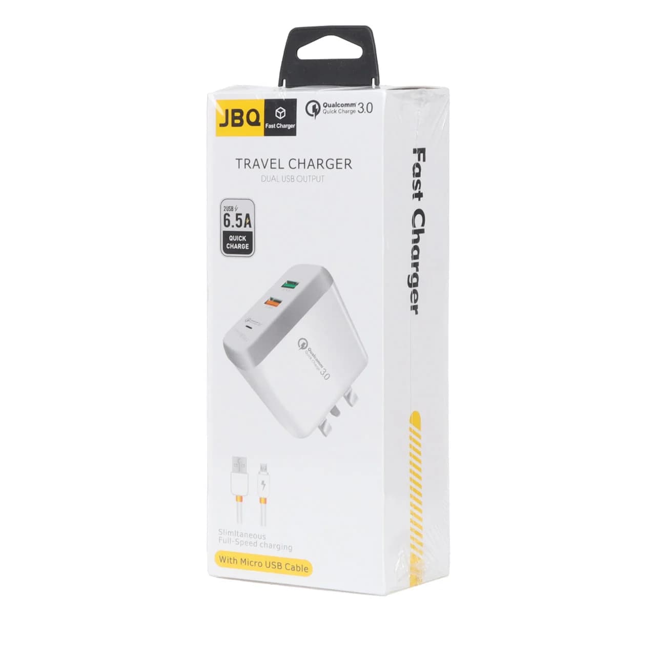 شارژر دیواری فست دو پورت JBQ مدل F-2USB 18W همراه با کابل اندروید – سفید (گارانتی یکساله رصاصی) — تصویر ۴