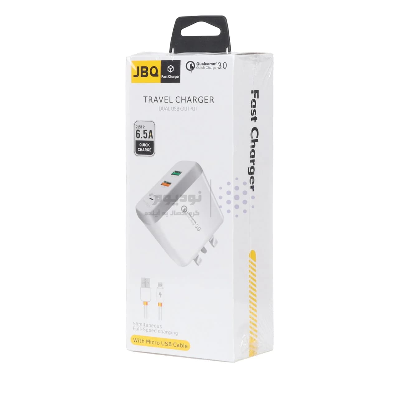 شارژر دیواری فست دو پورت JBQ مدل F-2USB 18W همراه با کابل اندروید – سفید (گارانتی یکساله رصاصی) — تصویر ۱۲