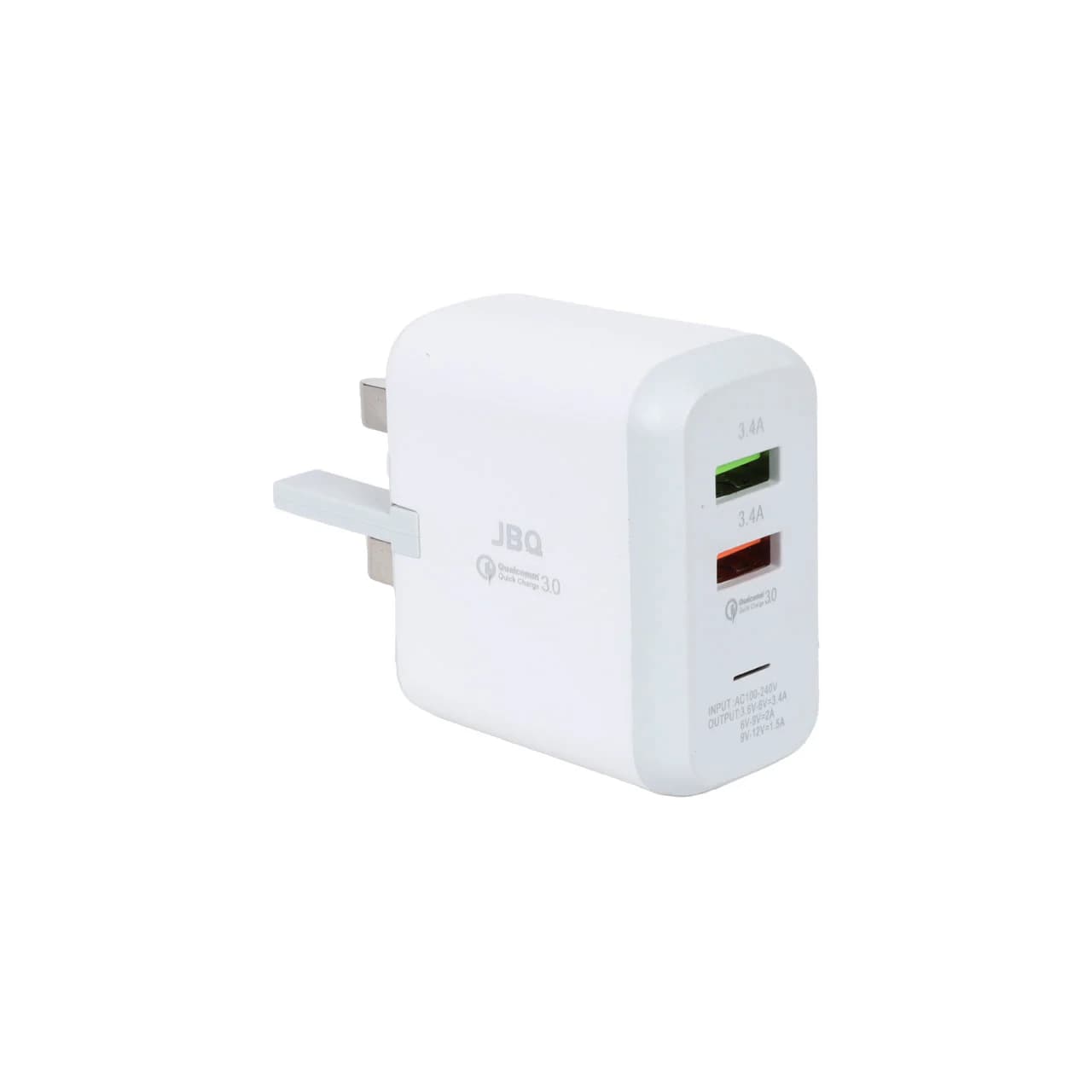 شارژر دیواری فست دو پورت JBQ مدل F-2USB 18W همراه با کابل اندروید – سفید (گارانتی یکساله رصاصی) — تصویر ۲