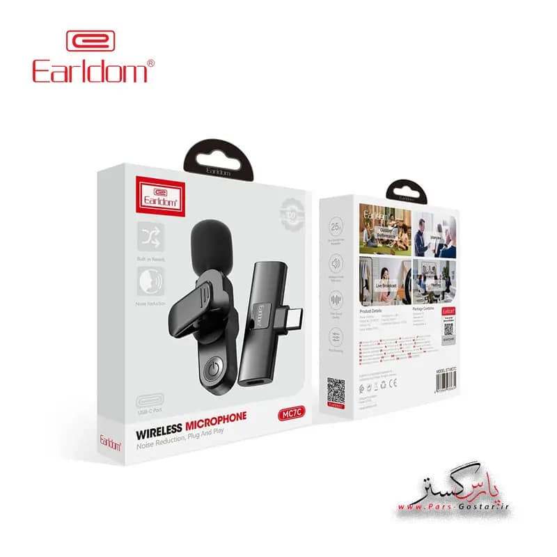 میکروفن بی سیم یقه اییUSB-C ارلدام مدلEarldom Wireless Microphone MC7C | MC7C — تصویر ۲