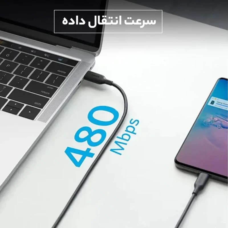 کابل شارژ فست ANKER Type-C to Type-C مدل A8752H11 – مشکی (گارانتی 18ماهه حافظه طلایی ایستا) — تصویر ۳