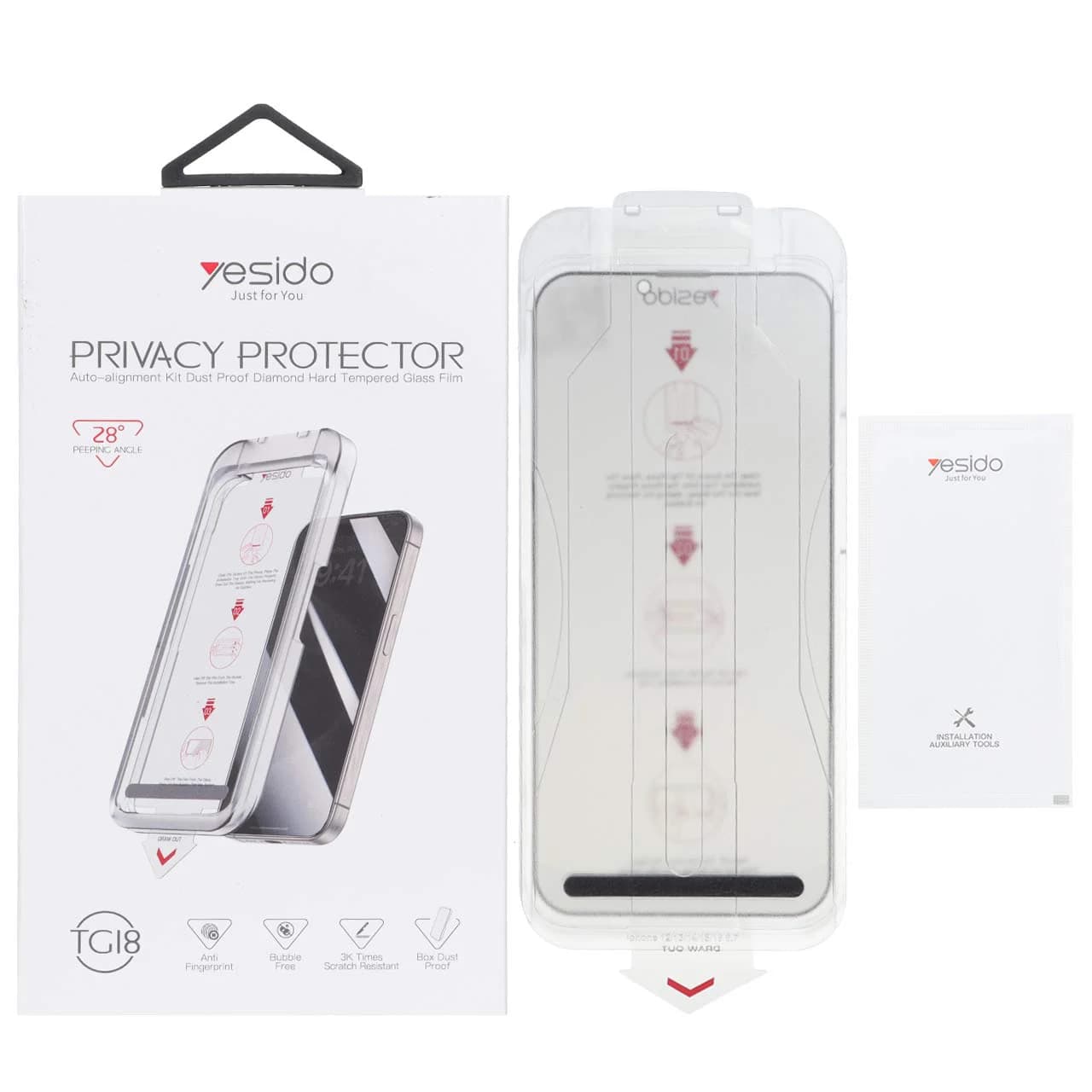 محافظ صفحه نمایش شیشه ای اورجینال Yesido TG18 Privacy