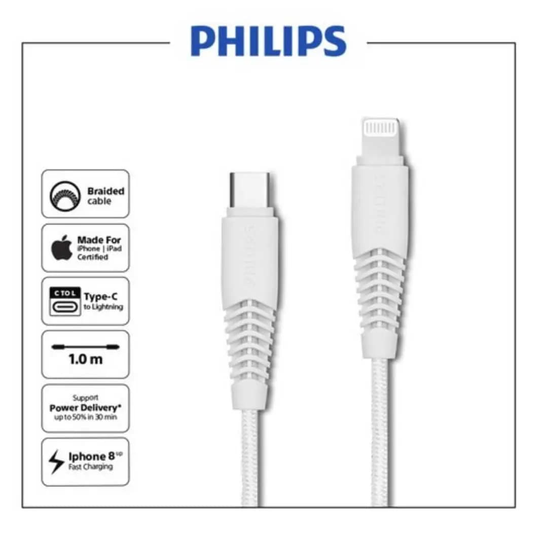 کابل تبدیل USB-Cبه لایتنینگ فیلیپس مدل Philips USB-C to lightening Cable DLC5541 | DLC5541 — تصویر ۲