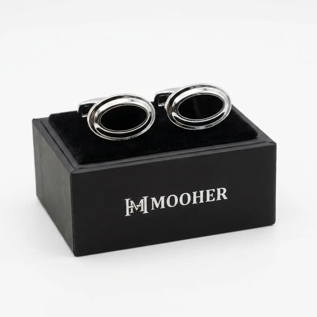 دکمه سردست لاکچری طرح بیضی برند Mooher — تصویر ۲