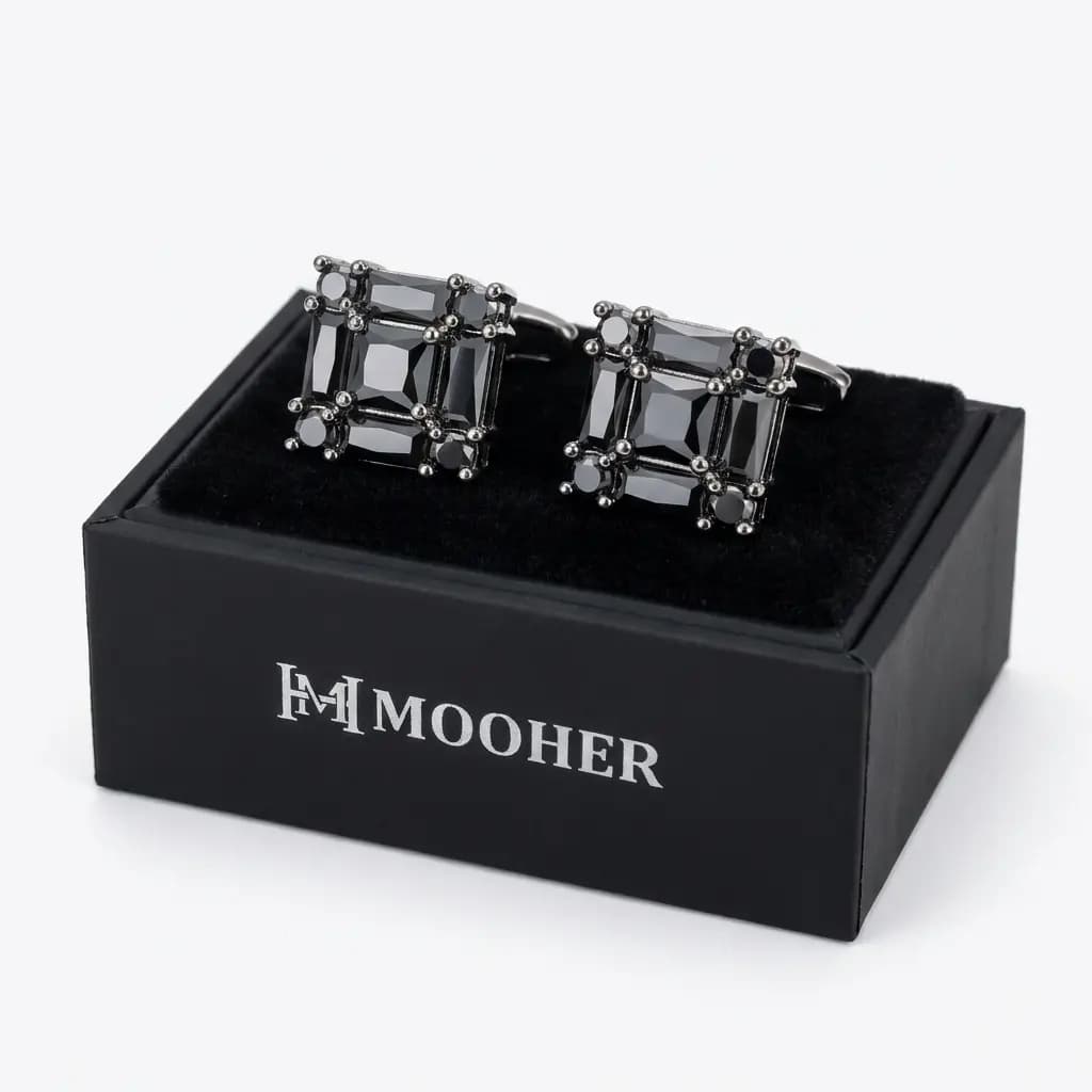 دکمه سردست لاکچری طرح مخراج مربعی برند Mooher