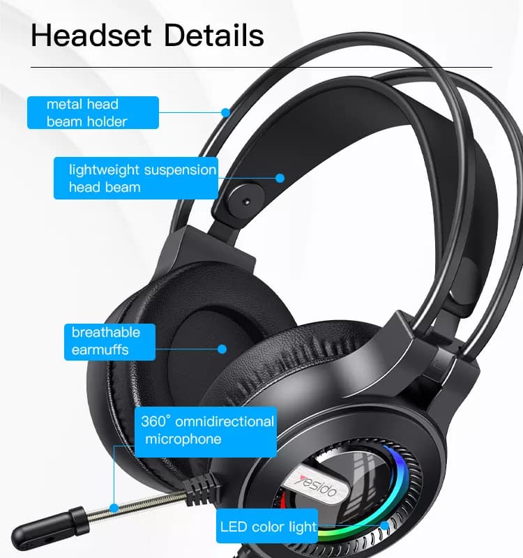 هدست گیمینگ یسیدو مدل YESIDO EK02 GAMING HEADSET — تصویر ۵