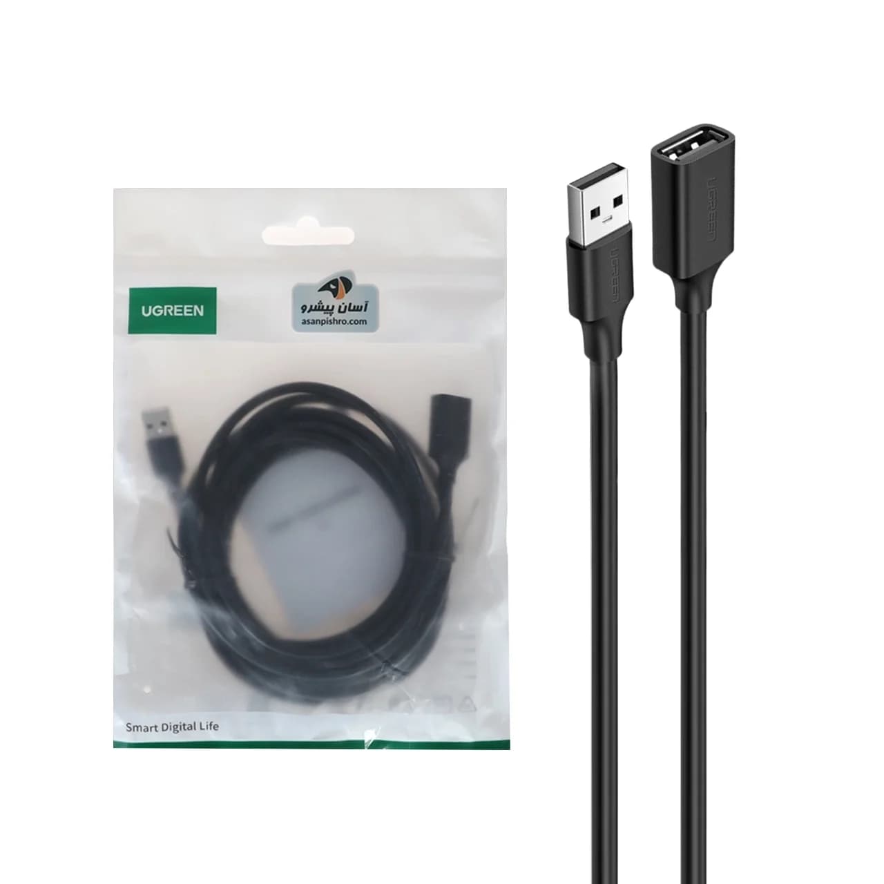 کابل افزایش طول پنج متری UGREEN USB2.0 مدل US103-10318 – مشکی (گارانتی 18 ماهه آسان پیشرو)