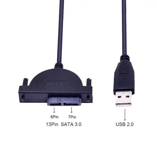 کابل تبدیل SATA به USB مدل DDUS001 مناسب درایو دی وی دی لپ تاپ — تصویر ۲