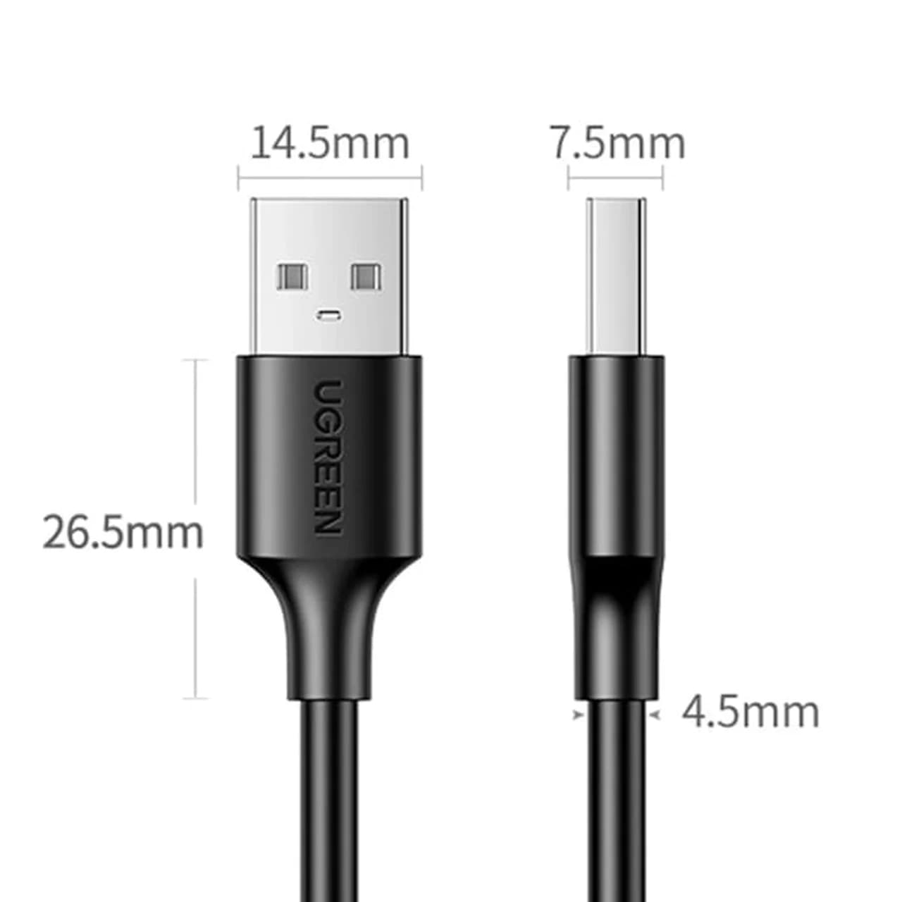 کابل نیم متری UGREEN USB2.0 مدل US102-10308 – مشکی — تصویر ۲