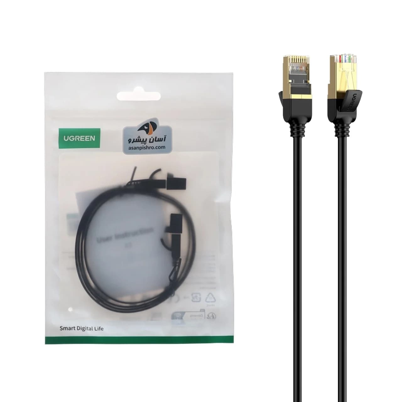 کابل شبکه یک متری UGREEN CAT6 مدل NW101-50184 – مشکی (گارانتی 18 ماهه آسان پیشرو)