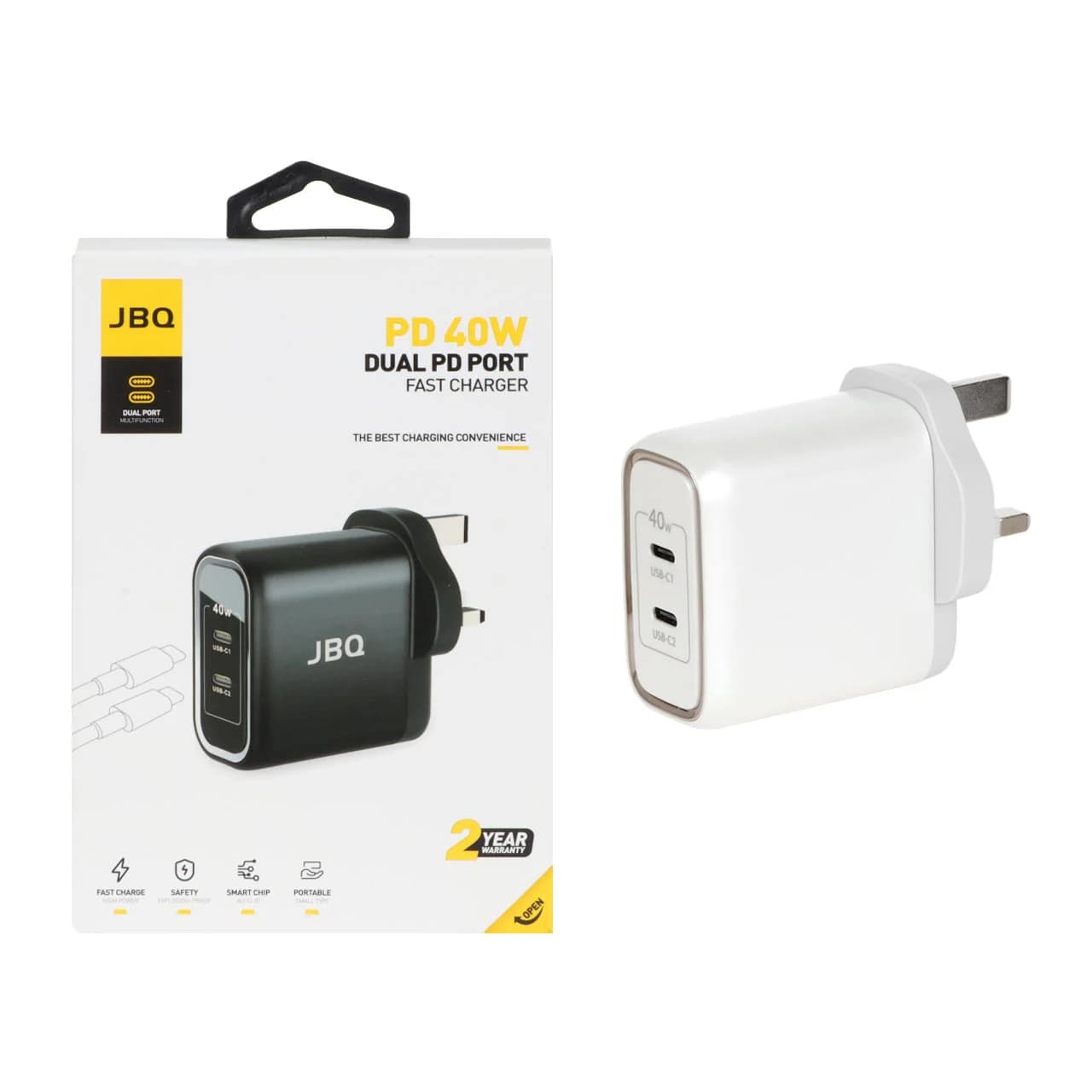 شارژر دیواری فست و PD دو پورت JBQ مدلSmart Chip+ HC-740 40W — تصویر ۲