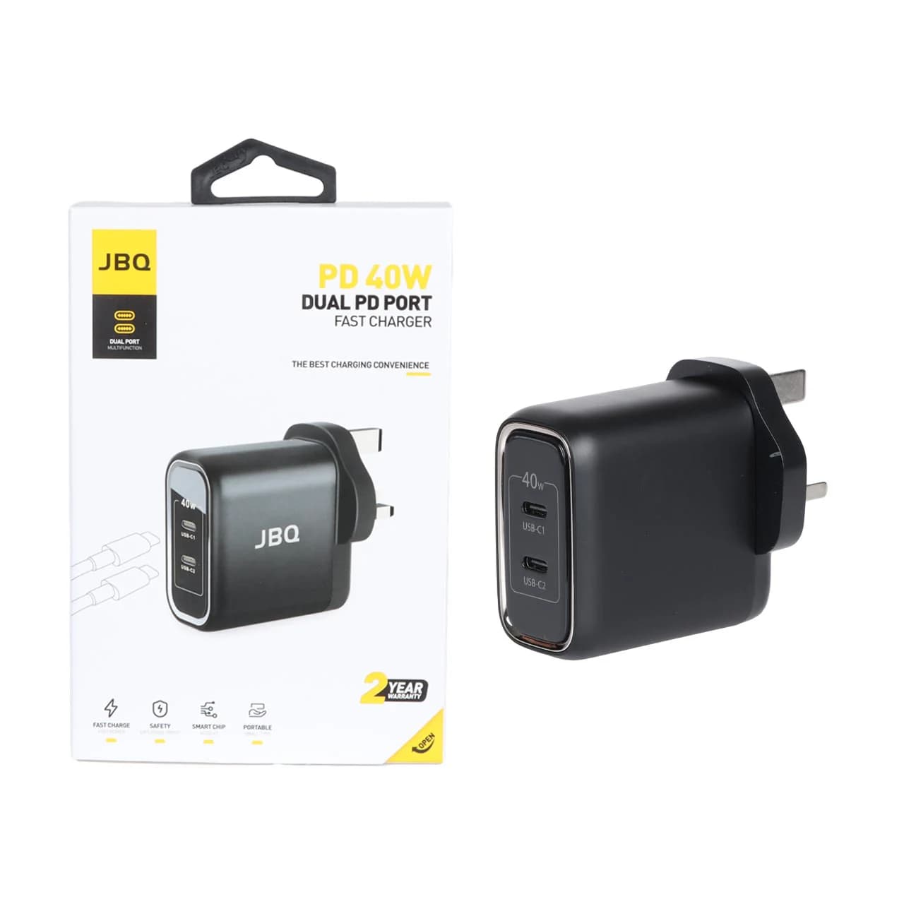 شارژر دیواری فست و PD دو پورت JBQ مدلSmart Chip+ HC-740 40W — تصویر ۴