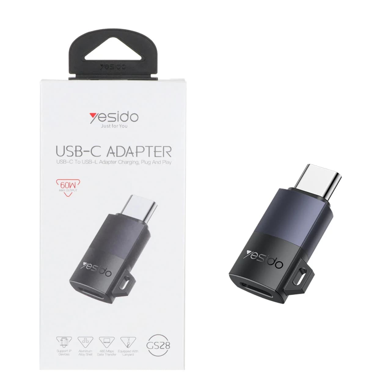 تبدیل Yesido Type-C To Lightning مدل GS28 60W – خاکستری (گارانتی 12 ماه تعویض نیکان همراه)