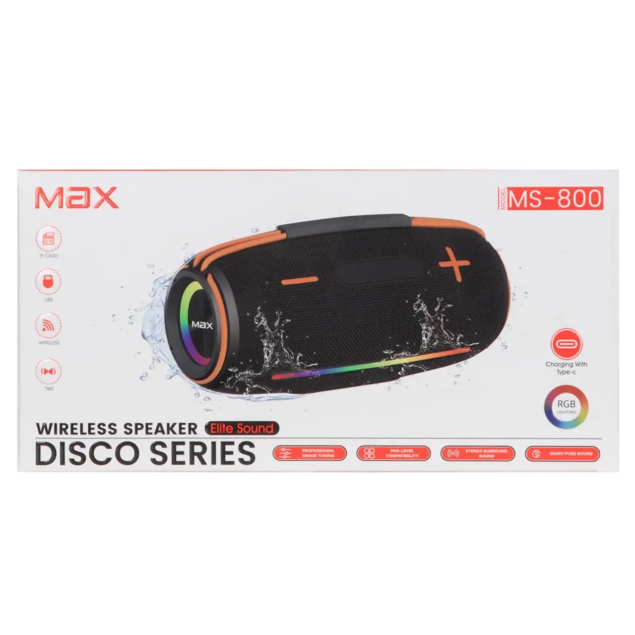 اسپیکر بلوتوثی قابل حمل تویین مکس TWINMAX MS-800 با نور RGB — تصویر ۶