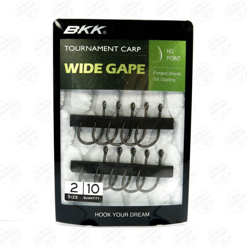 قلاب بی کی کی سایز ۲ بسته ۱۰ عددی مدل BKK TOURNAMENT CARP WIDE GAPE