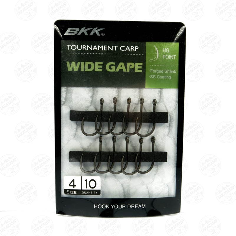 قلاب بی کی کی سایز ۴ بسته ۱۰ عددی مدل BKK TOURNAMENT CARP WIDE GAPE