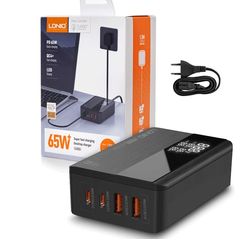 شارژر رومیزی الدینیو 65 واتی مدل Ldnio A4808Q ا Ldnio 65W Desktop charger A4808Q