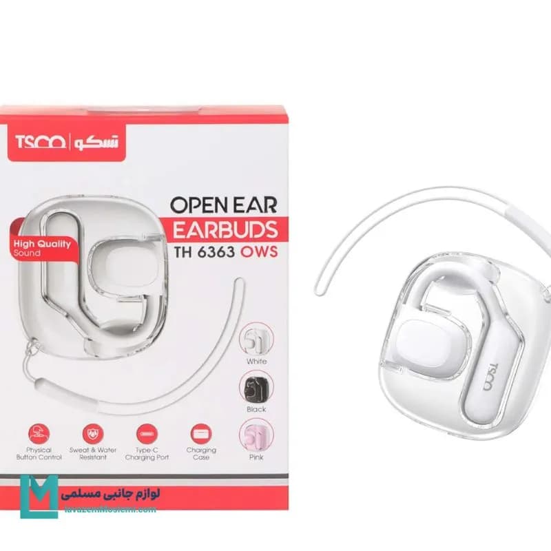 هندزفری بی سیم تسکو مدل TH 6363 OWS سفید کد EV1022 | لوازم جانبی مسلمی