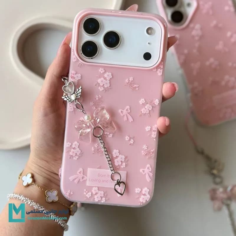 قاب گوشی دخترانه مینیمال گل صورتی کد C3785 | لوازم جانبی مسلمی