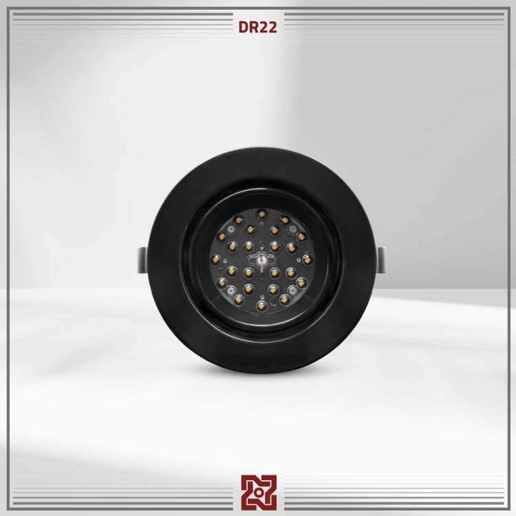 چراغ توکار 24 وات آلتون رای بدنه مشکی مدل نورا DR22 با لنز 90 درجه — تصویر ۳