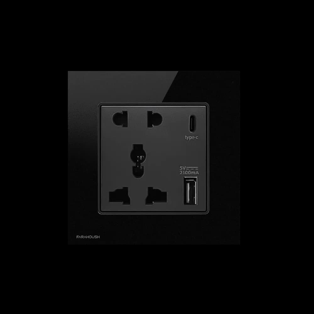 پریز ارت USB مشکی
