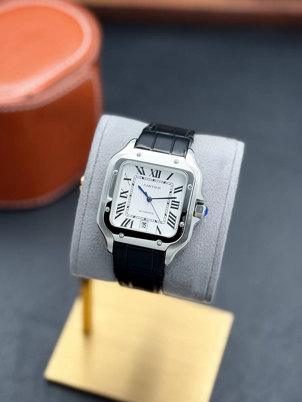 ساعت مچی کارتیه سانتوس | Cartier Santos | نقره ای-مشکی صفحه سفید مستر کوالیتی