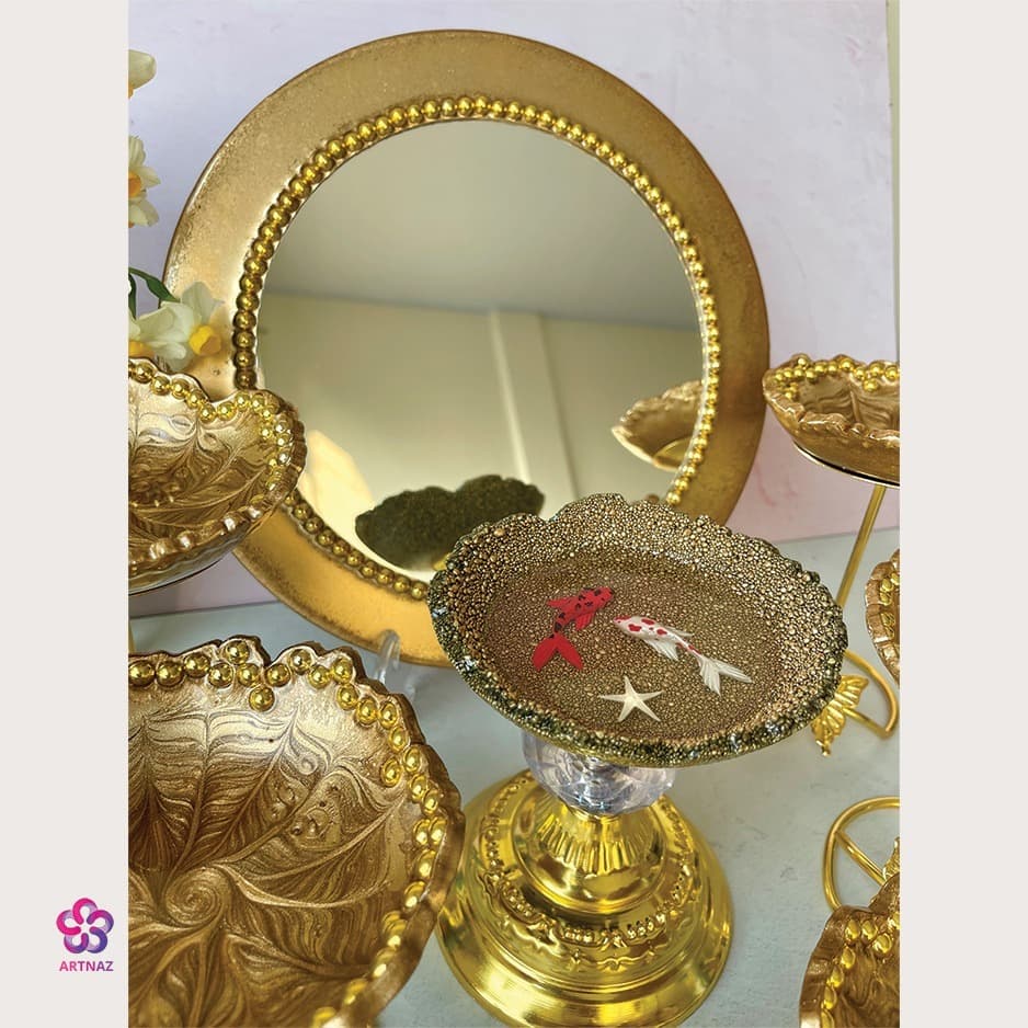 آینه همراه با بیس چوبی (آیینه ، ایینه) — تصویر ۲