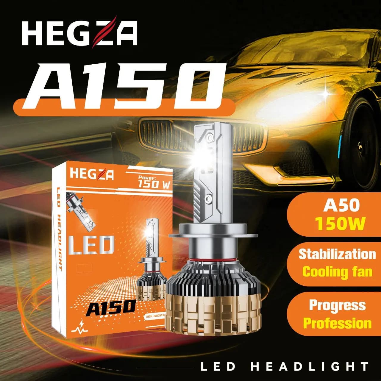 هدلایت A150 پایه H7 برند هگزا