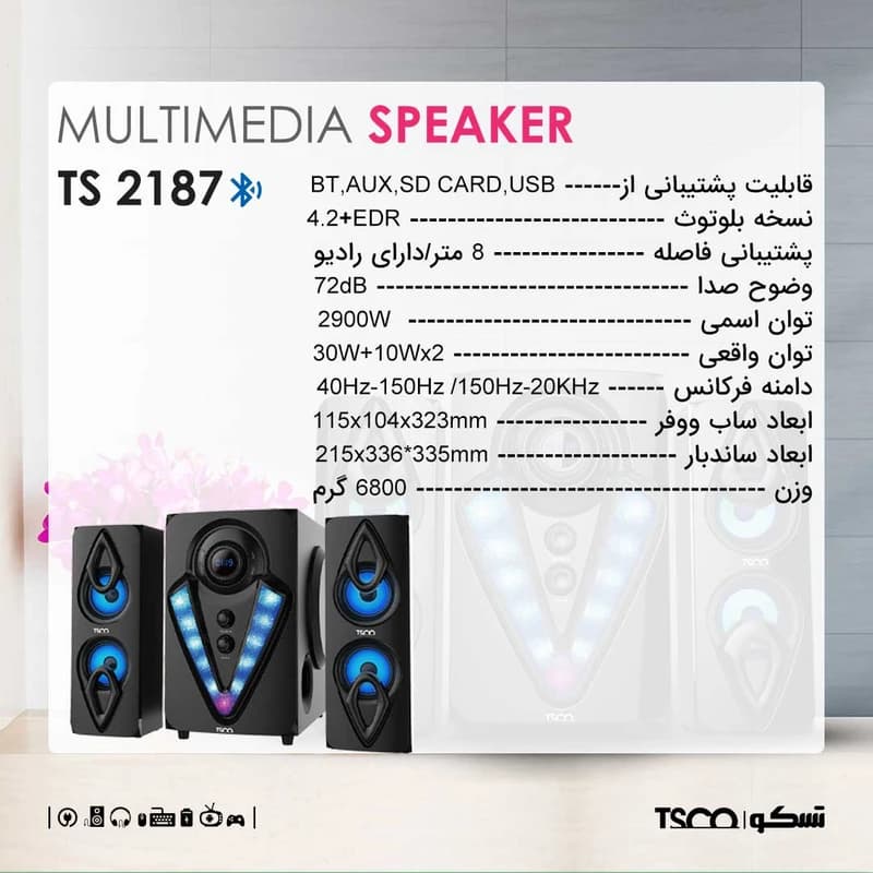 اسپیکر پخش کننده خانگی تسکو مدل TS 2187 — تصویر ۷