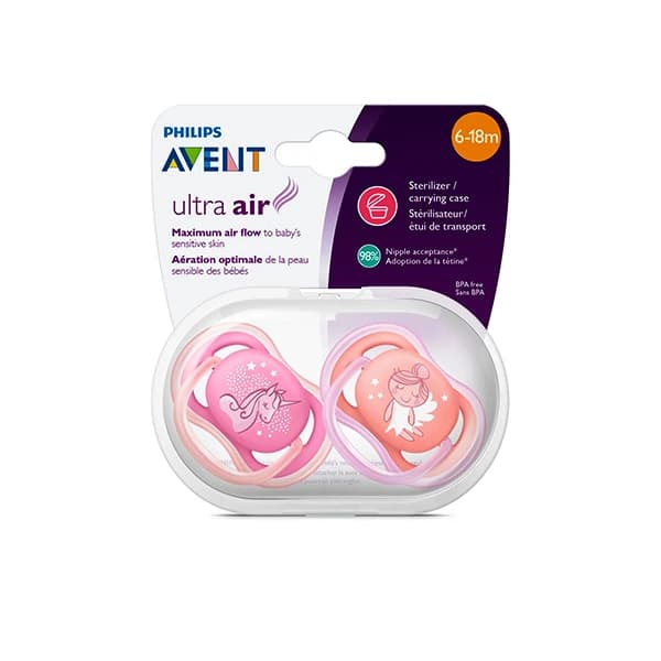 پستانک اونت اولترا ایر 6 تا 18ماه تکی avent ultra air ارتدنسی فرشته و یونیکورن — تصویر ۷
