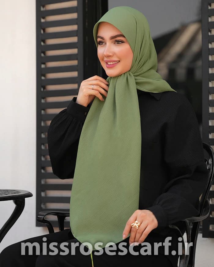 روسری ساده درختی سبز پاستیلی