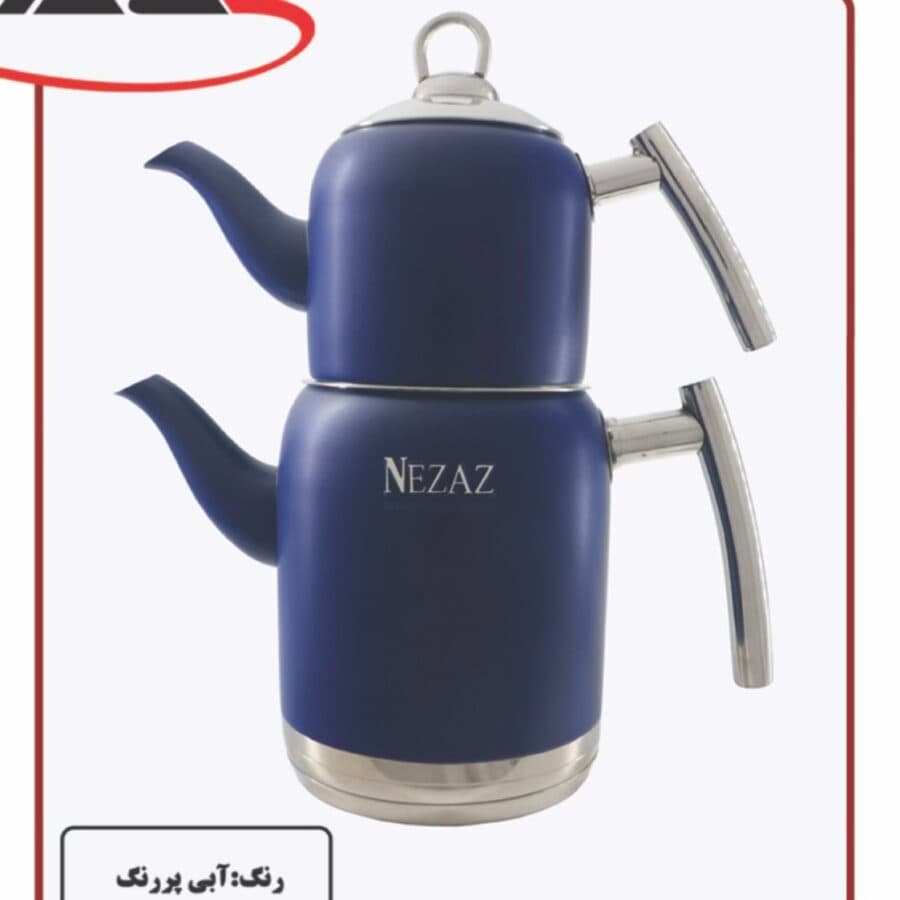کتری قوری لوله دار آبی پررنگ نزاز کد 5016 گنجایش ۲ لیتر