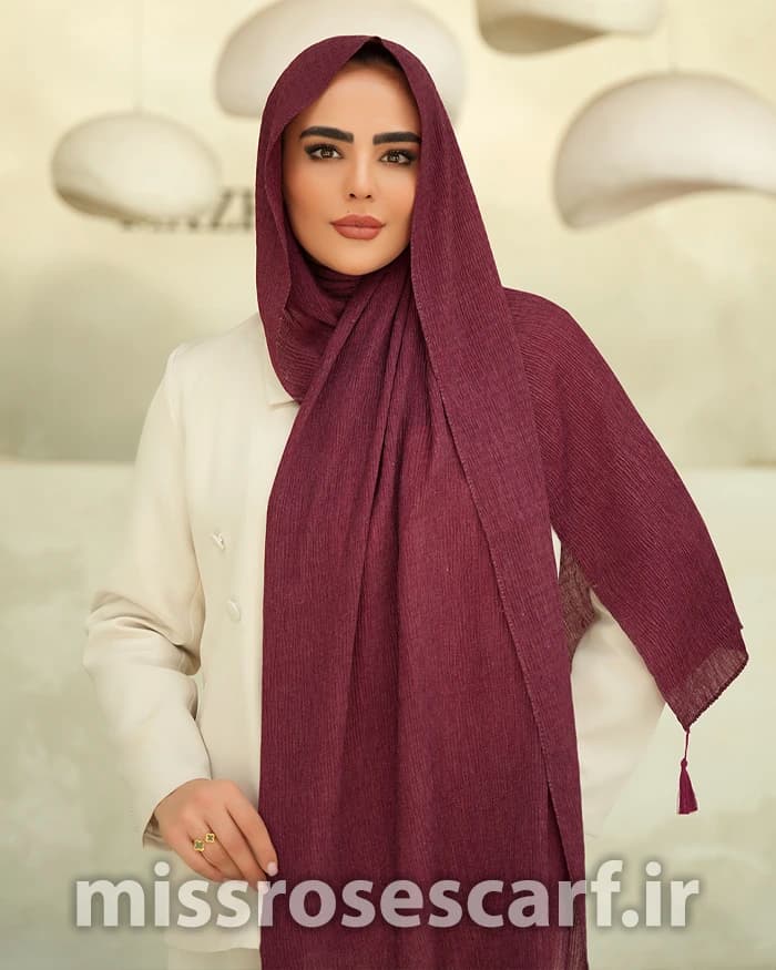 شال پلیسه زرشکی کد 26