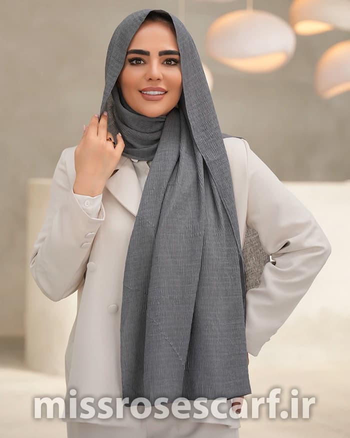 شال پلیسه طوسی کد 24