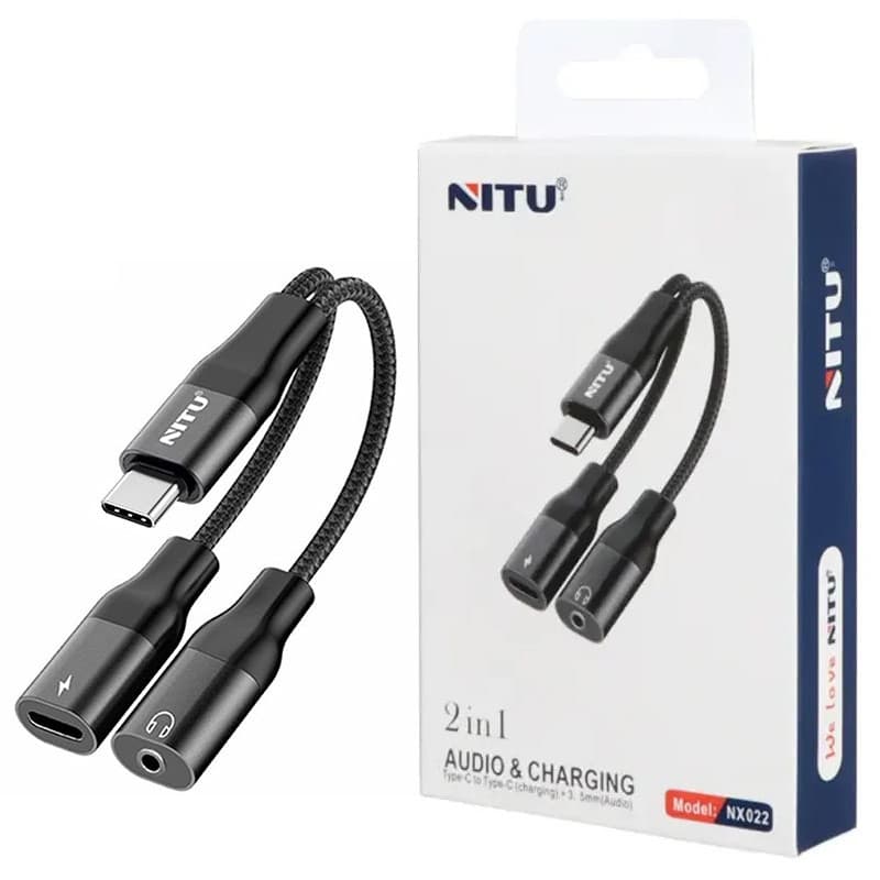 کابل شارژ (تبدیل) صدا AUX به تایپ سی type-c مدل NX022 نیتو NITU — تصویر ۳