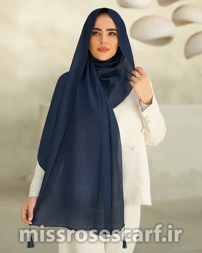 شال پلیسه سرمه ای کد 22
