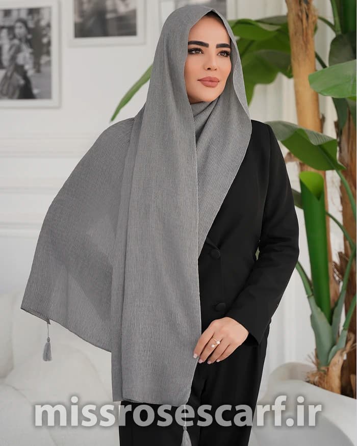 شال پلیسه طوسی کد 19