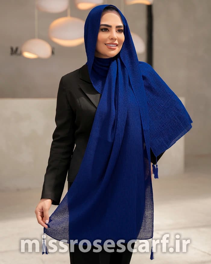 شال پلیسه آبی کد 08