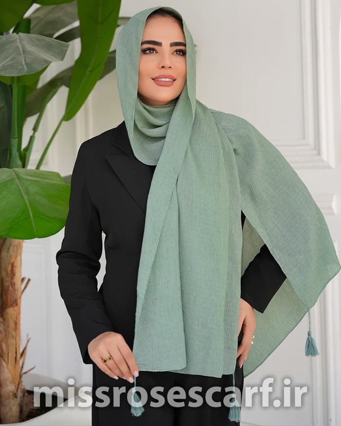 شال پلیسه نعنایی کد 03