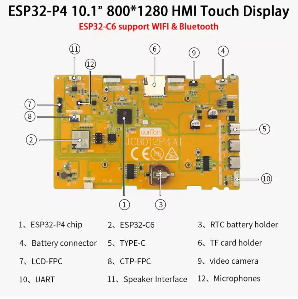 نمایشگر تاچ خازنی 10.1 اینچ ESP32 – P4 — تصویر ۴