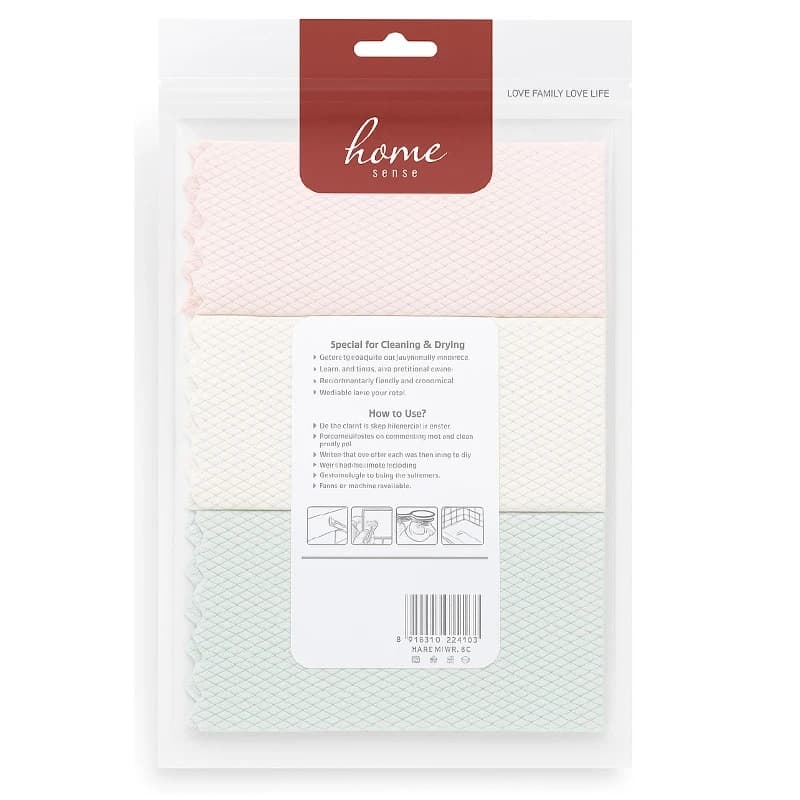 دستمال نظافت خانه و آشپزخانه میکروفایبر مدل home sense بسته 3 عددی — تصویر ۶