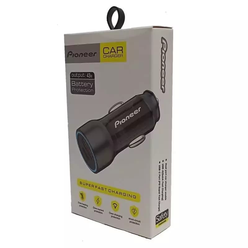 شارژر فندکی دو پورت پایونیر سوپر فست شارژ Pioneer Car Charger 43W Super Fast Charging — تصویر ۵