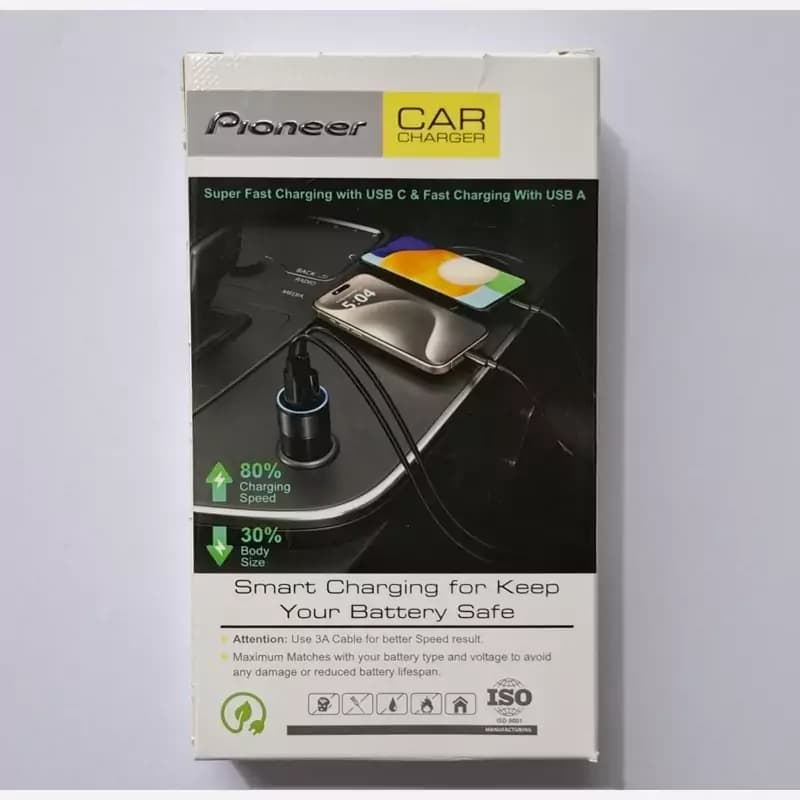 شارژر فندکی دو پورت پایونیر سوپر فست شارژ Pioneer Car Charger 43W Super Fast Charging — تصویر ۲