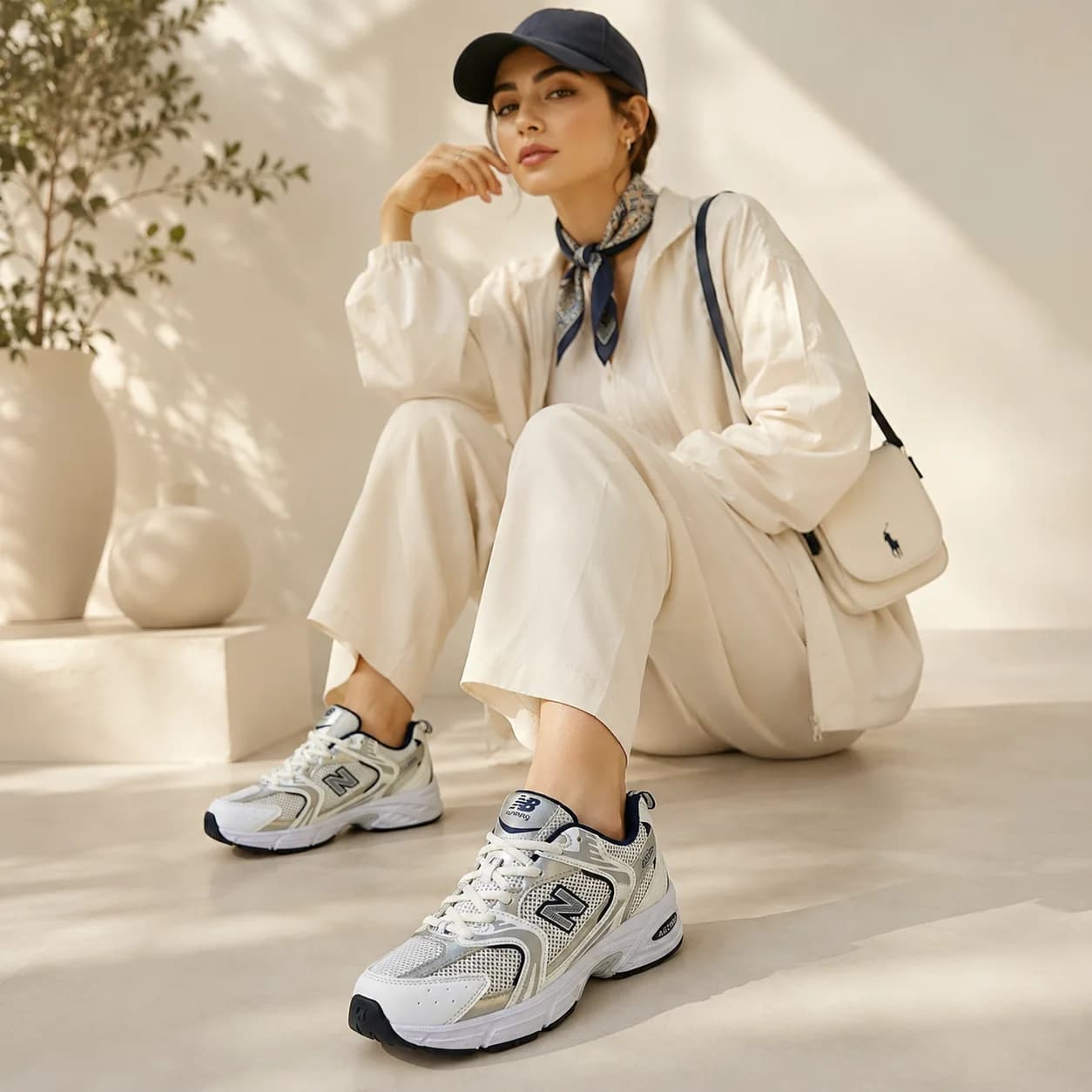 کتانی مدل new balance 530-سفید سرمه ای کد 1504