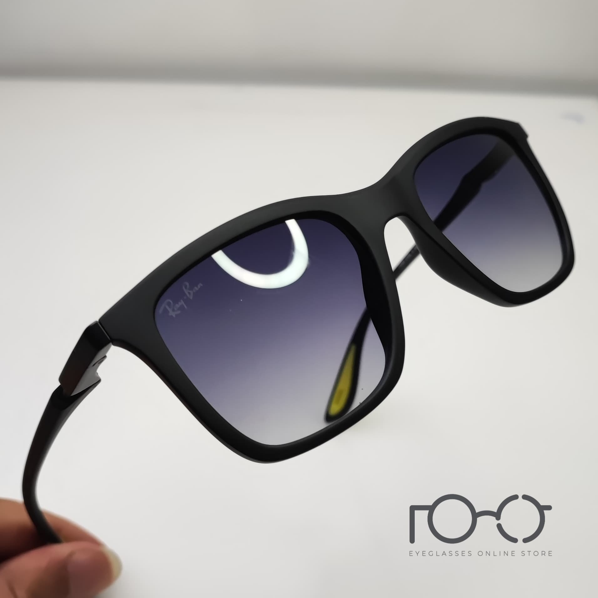 عینک آفتابی ریبن RAY BAN کائوچو TR کد 2454 رنگ مشکی با لنز دودی — تصویر ۶