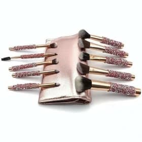 براش 10 تیکه دسته نگینی دارای کیف چرمی باکیفیت — تصویر ۳