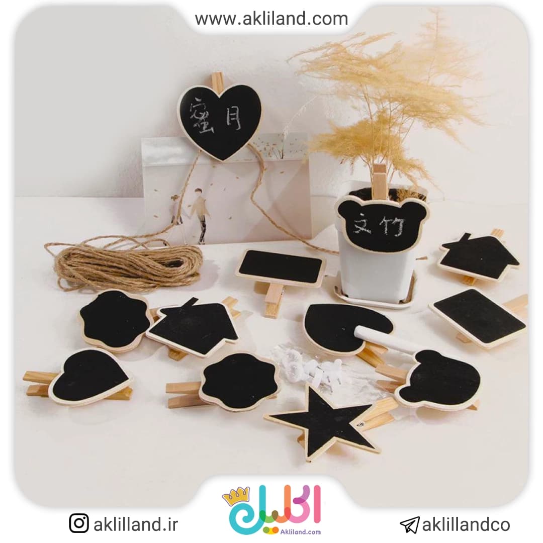 گیره چوبی طرح تخته سیاه (بسته 4 عددی)