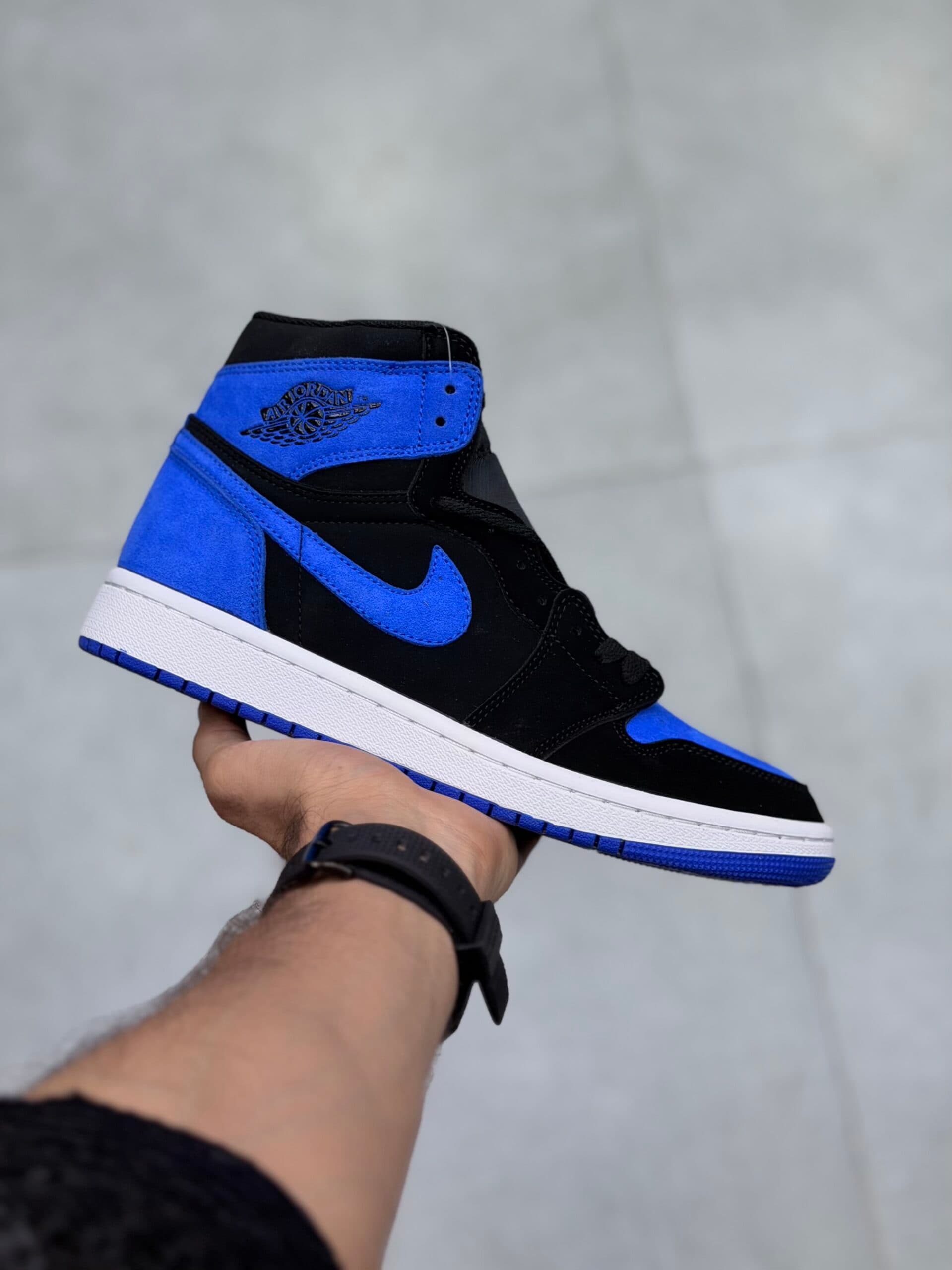 کتونی جردن وان ساقدار مشکی آبی Air Jordan 1 High Royal Reimagined — تصویر ۹
